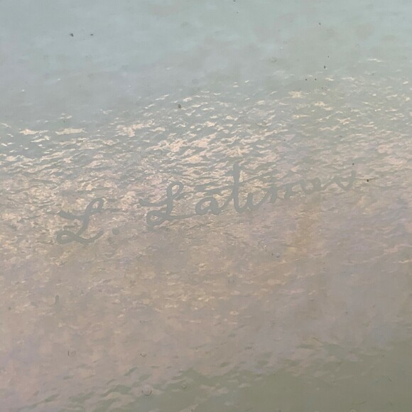 Lynn Latimer Tray Trinket Dish Fused Art Glass Bird Yellow White Brown Signed - Picture 6 of 11